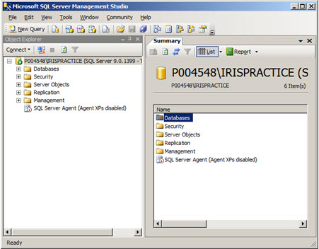 How to restore IRIS SQL when using SQL server 2005 MS
