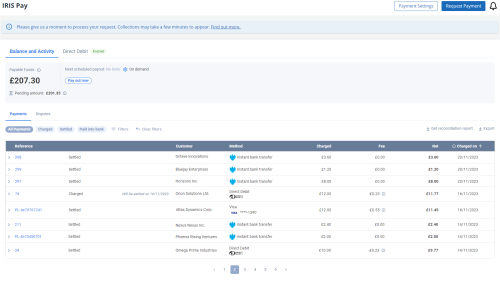 screenshot of the IRIS Pay portal in Kashflow