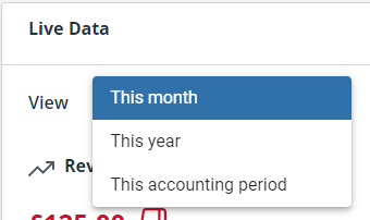 selecting the time period to use in IRIS Kashflow business overview widget