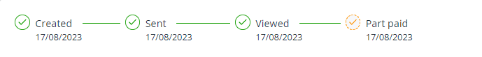 screenshot of the sales invoice timeline in IRIS Kashflow part paid