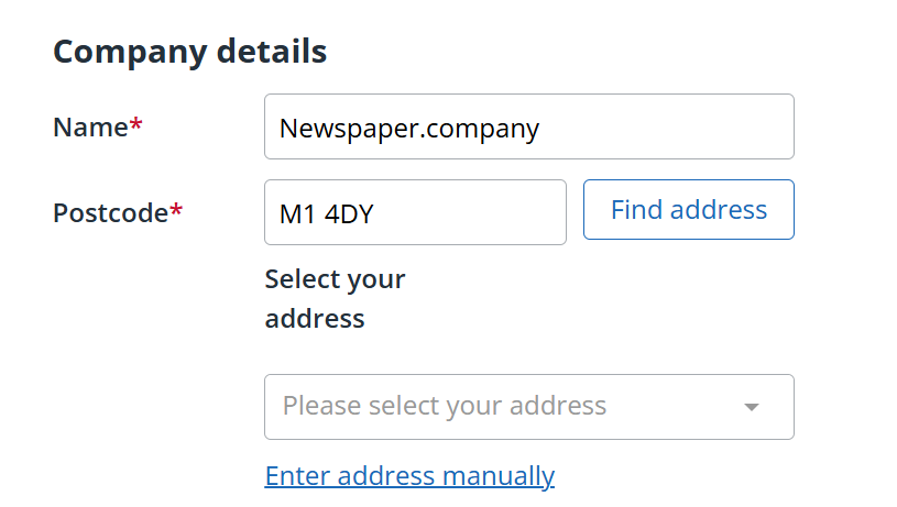 screenshot showing the find address function with a dropdown to select the address