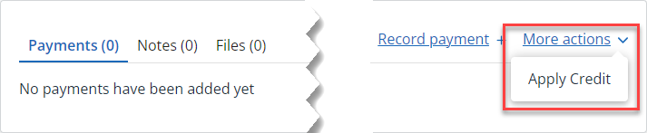 screenshot highlighting the apply credit option
