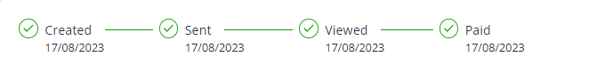screenshot of the sales invoice timeline in IRIS Kashflow paid