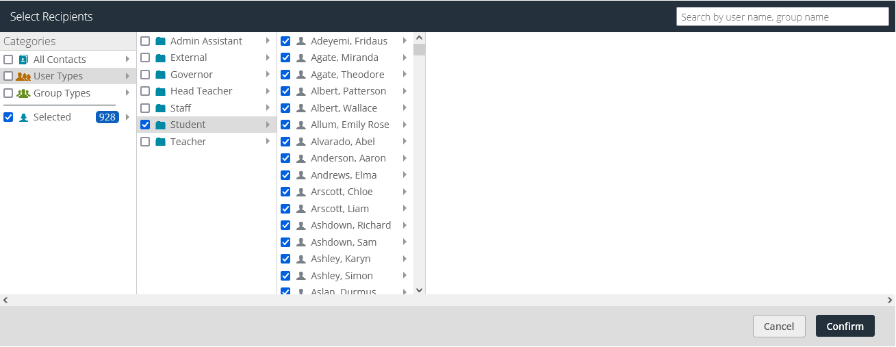 IRIS ParentMail - Select Form Recipients