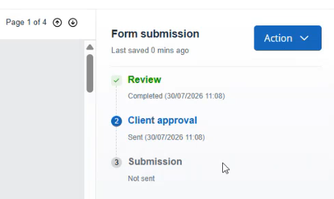 Sent for approval timestamp Company Secretarial