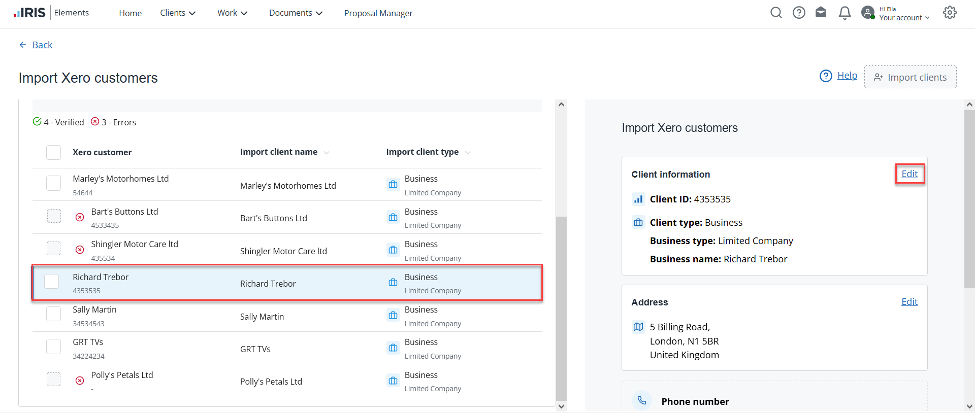 Edit client type in the Xero import tool