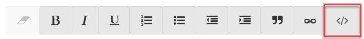 screenshot highlighting the html code button for email footers