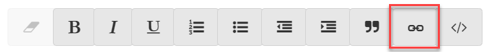 screenshot highlighting the embed link button for email footers