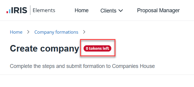 Company Formations tokens counter