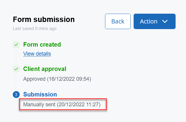 Company secretarial manual submission timestamp