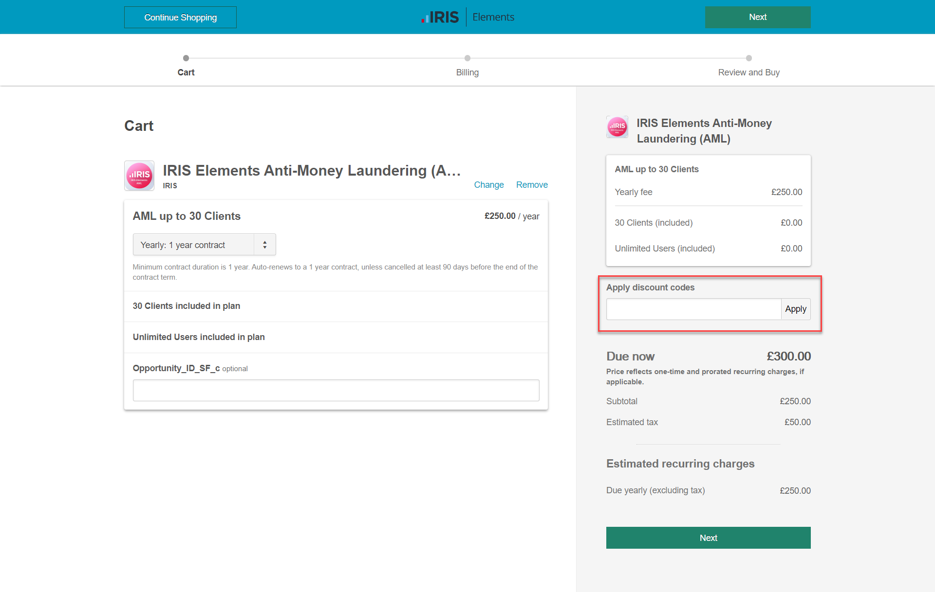 Apply discount codes in the marketplace