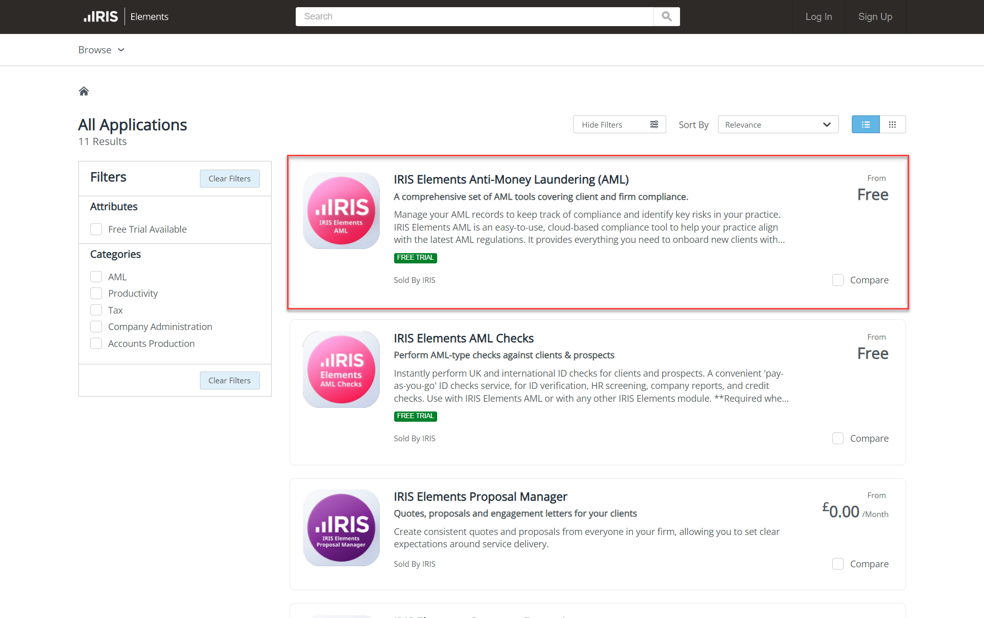 Marketplace homepage