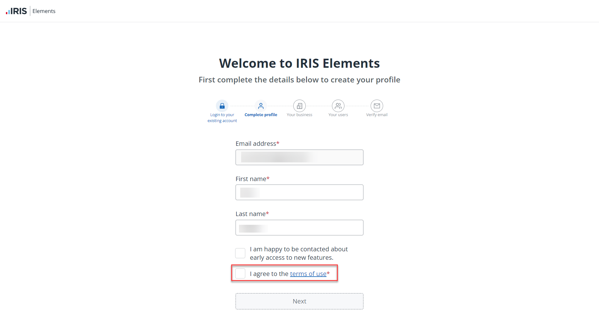 Elements migration add personal details