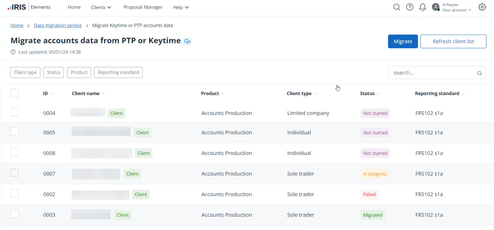 Migrating accounts data into Elements from PTP or Keytime