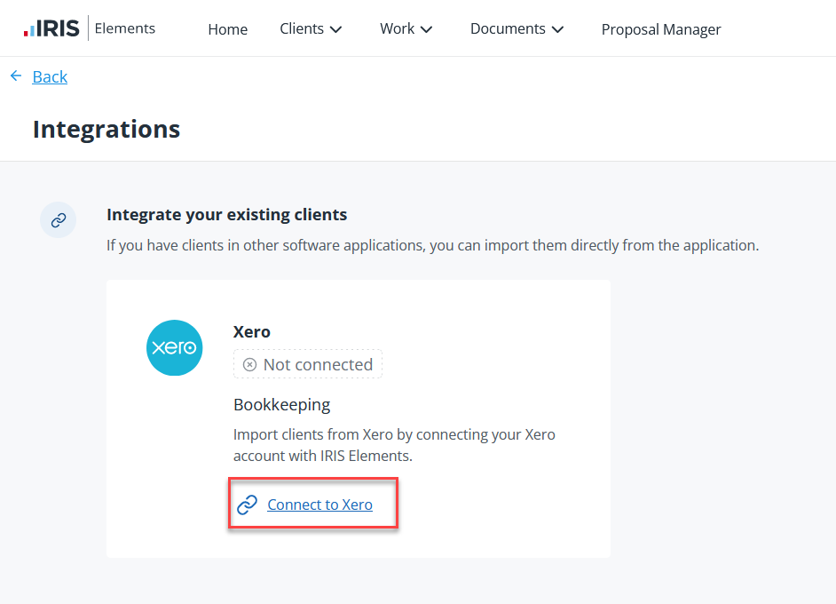 Connect to Xero in Integrations