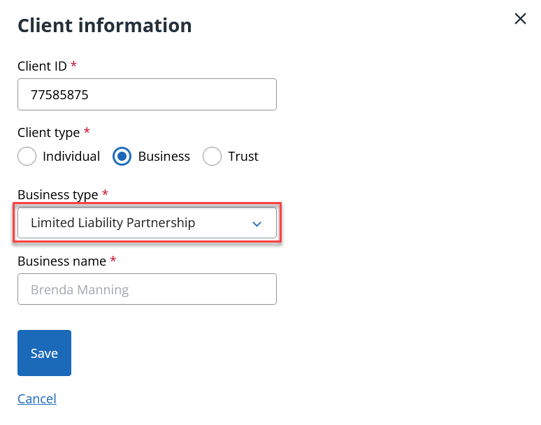 Change business type in the Xero import tool