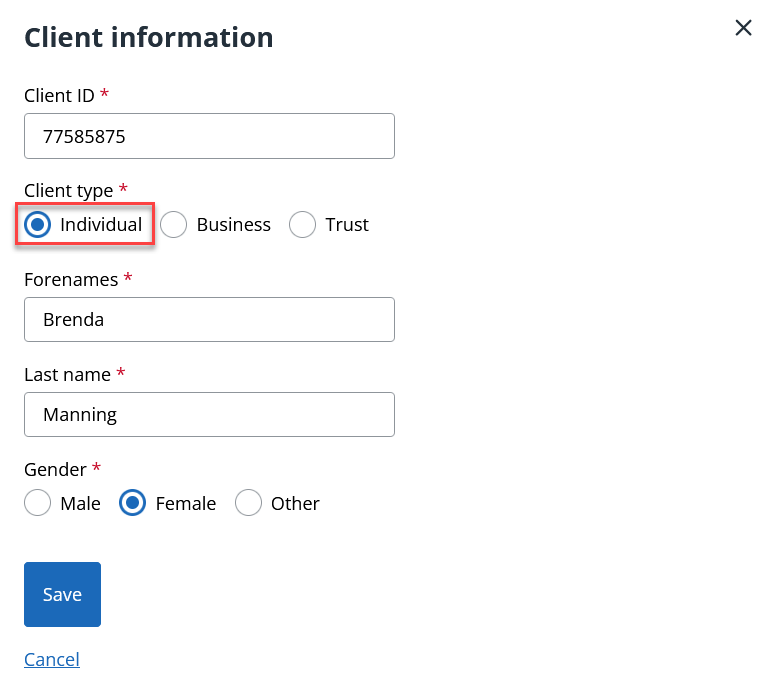 Change client type in the Xero import tool