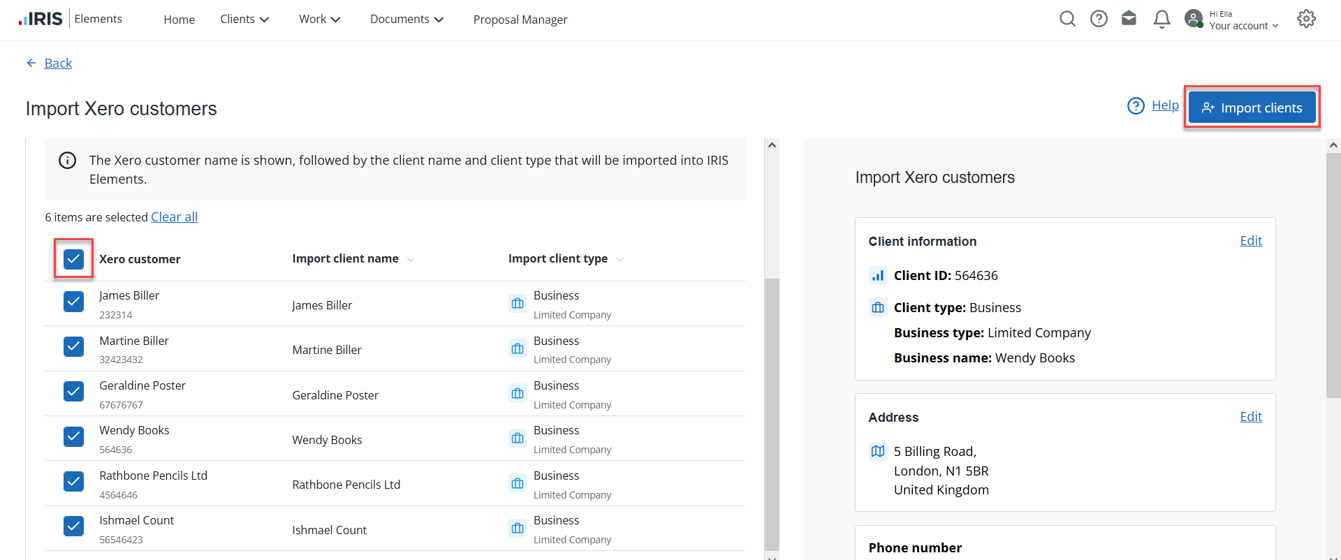 Select all record in Xero import tool