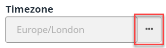 screenshot highlighting the button used to open the timezone selector