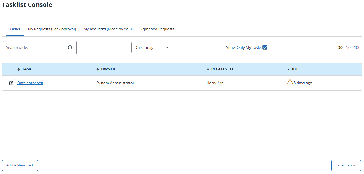 Tasks console