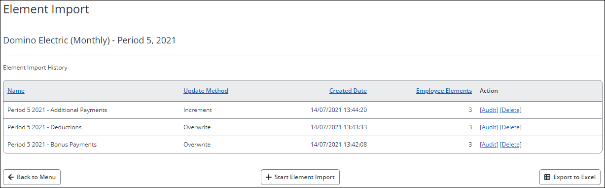 Adding an Element Import