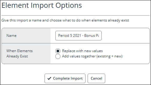 Adding an Element Import