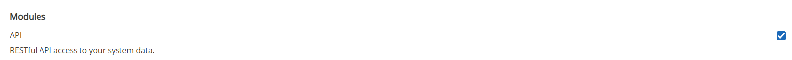 The API checkbox in System Configuration