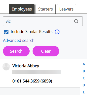 The search results with the Include Similar Results checkbox selected.