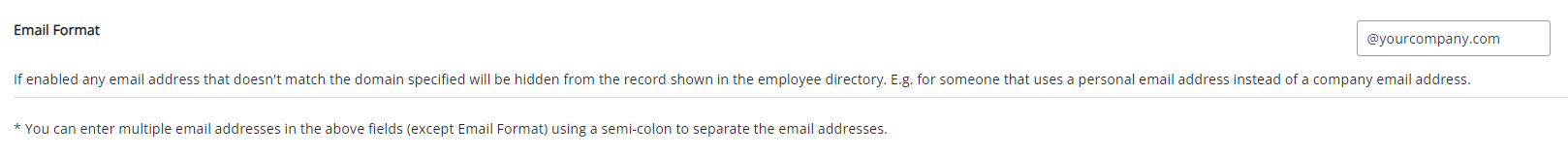 The Email Format field in System Configuration. 