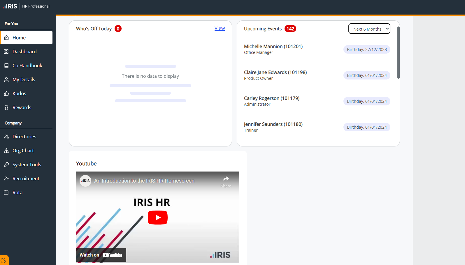 A video on the HR Pro homepage. 