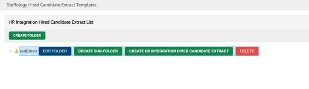 The HR Integration Hired Candidate Extract Templates screen in IRIS Recruitment.