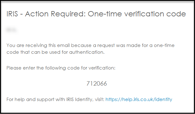 The verification email containing a six-digit code. 