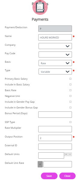 An hours worked pay element 