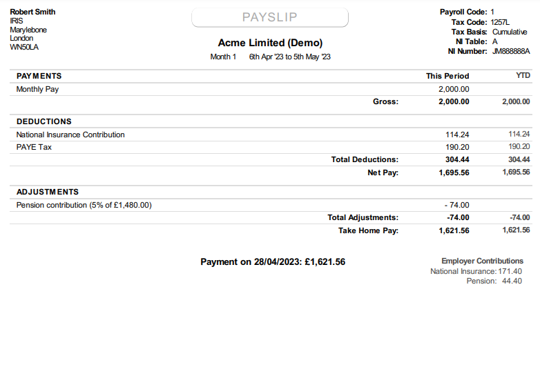 A payslip. 