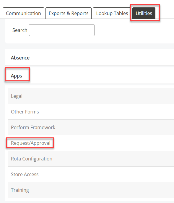 The Request/Approval option in the navigation menu.