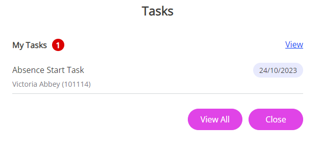 The Task pop-up. 