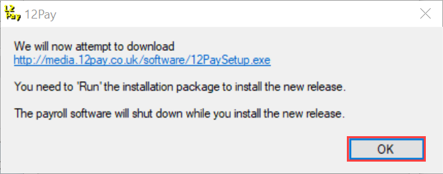 Select OK to start the download.