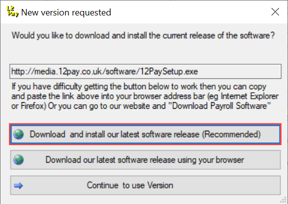 Select Download and install out latest software release. 