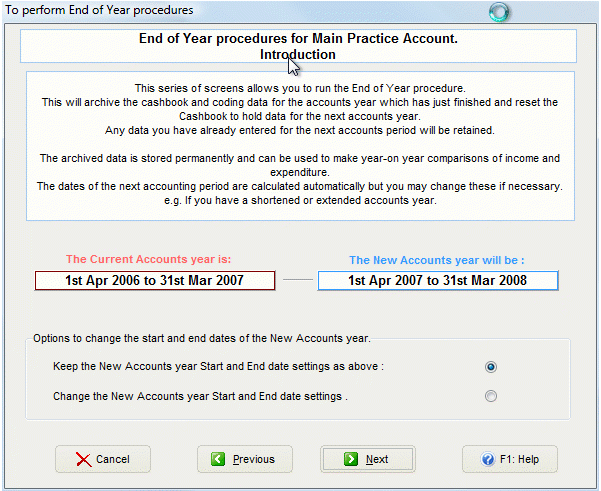 IRIS GP Payroll end of year - select the accounting period