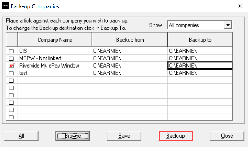 Create backup