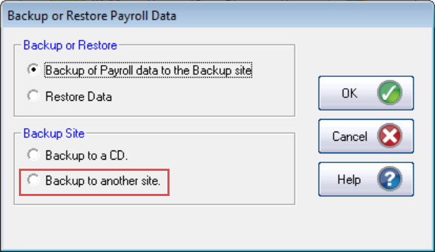Backup to another site