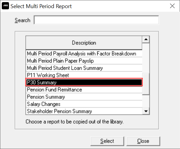 Select Multi Period Report