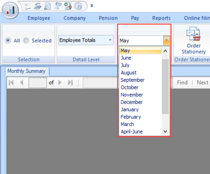 Select the required period