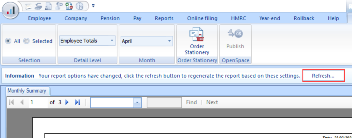 Refresh the report