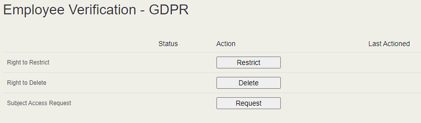 Employee Verification Employee GDPR settings