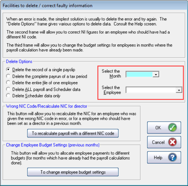 Select the Month then Select the Employee.