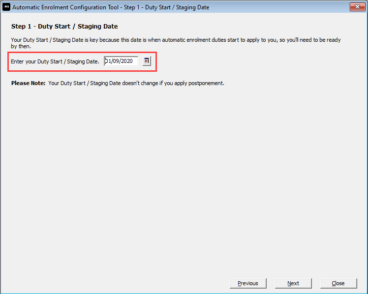 AE Step 1 - Staging / Duty Start Date 