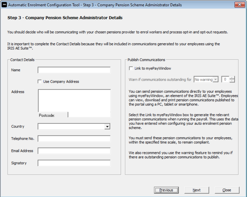 AE Step 3 - Compny Pension Scheme Admin 