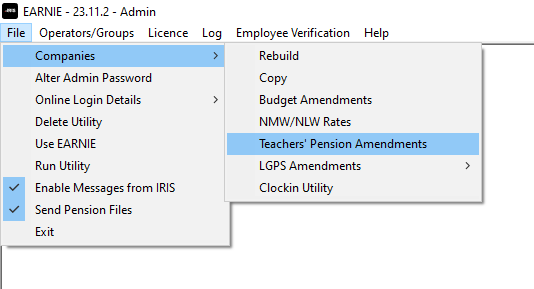 File > Companies > Teachers Pension Amendments.