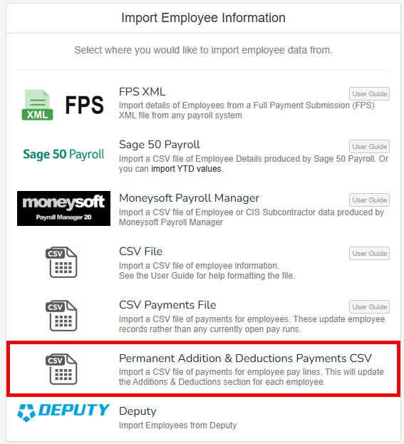 Select the CSV File option.
